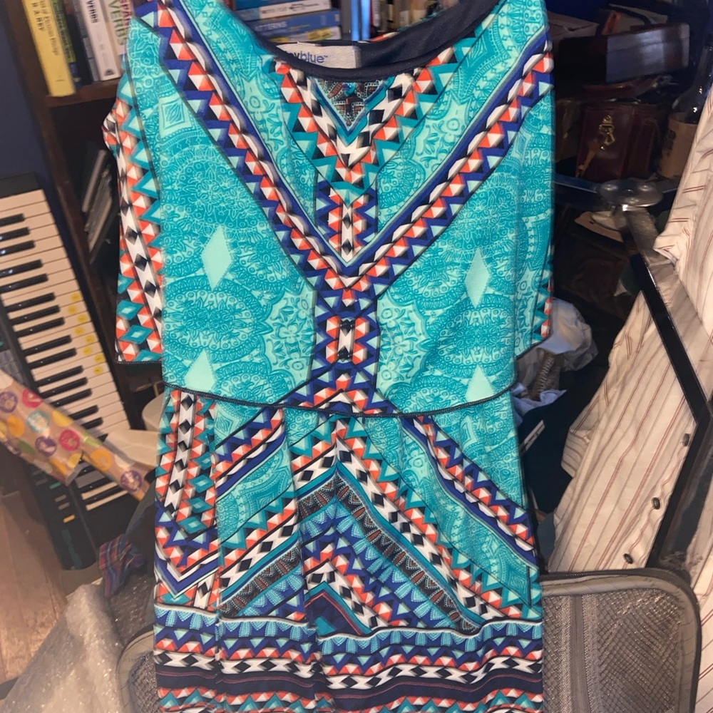 Bailey Blue Blue A-line Resort Wear Sleeveless Bateau Dress